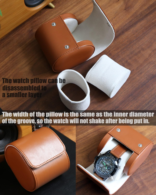 Factory Custom Logo Genuine Leather 1 Slot Wrist Watch Carry Case Watch Travel Storage Packaging Box