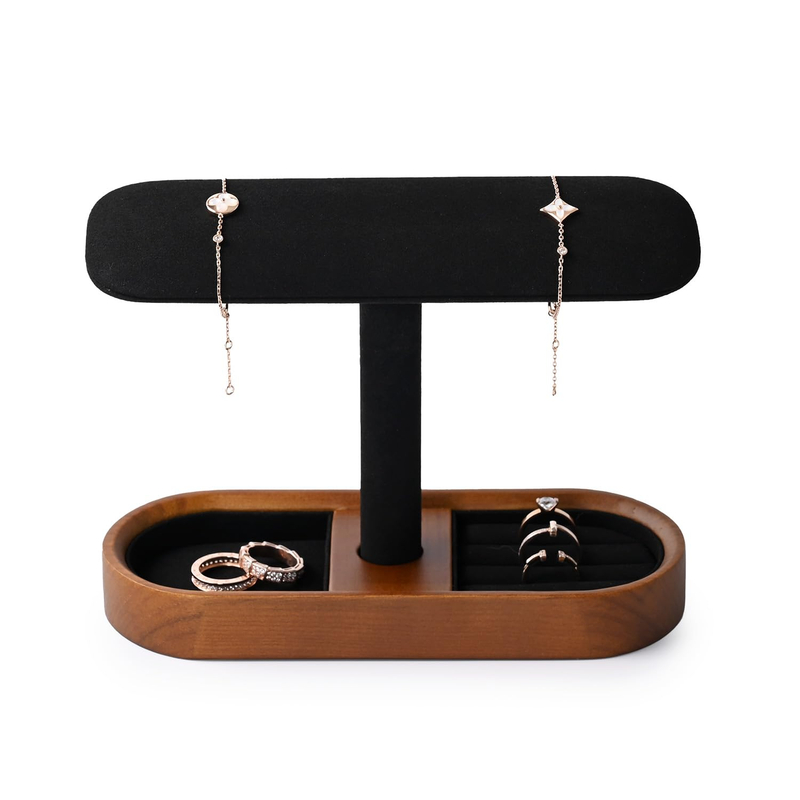 Luxury Wooden Watch Holder Bracelet Display Stand Microfiber Watch Display Stand Jewelry Organizer Box