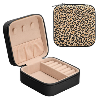 Personality Small Pu Leather Jewelry Storage Box Creative Cow Printing Mini Travel Women Girls Jewelry Organizer Case