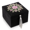 New Arrival Square Velvet Embroidery Travel Jewelry Storage Case Necklace Ring Jewelry Organizer Gift Box With Tassel