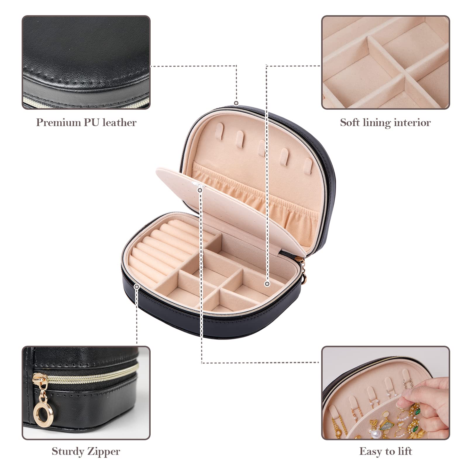 Leather Travel Jewelry Packaging Gift Box Ring Earring Necklace Case Display Storage Travel Jewelry Organizer Wallet