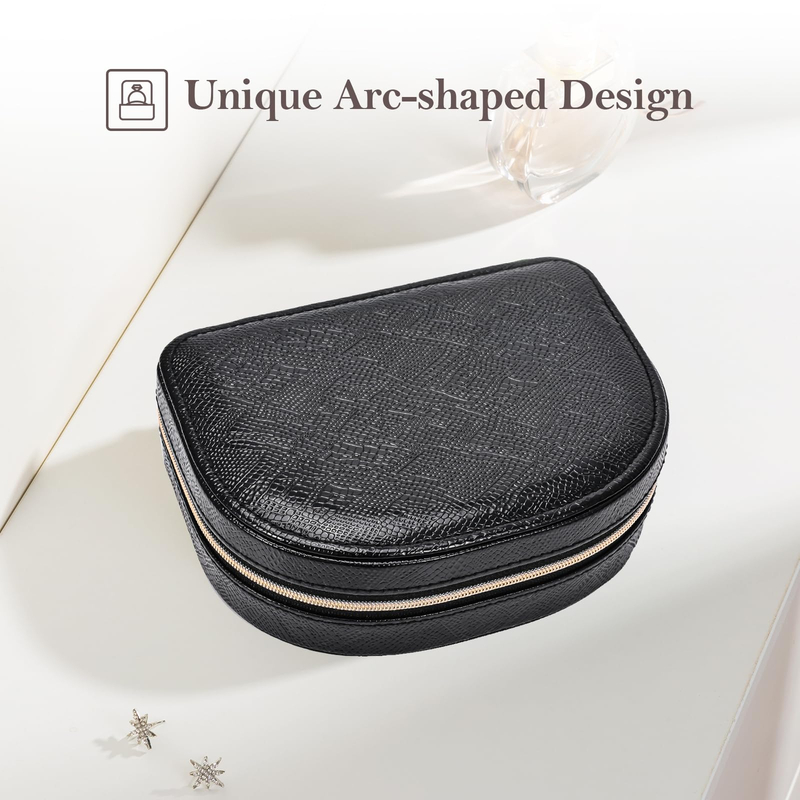Portable Mini Pu Leather 2 Layer Travel Jewelry Organizer Box For Women