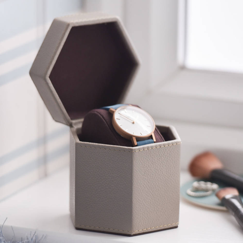 Hexagon Travel Watch Jewels Storage Case Pu Leather Wrist Watch Gifts Dustproof Package Box
