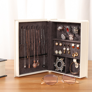 Luxury Elegant Paperboard Book Shaped Jewelry Ring Necklace Bracelets Watch Magnetic Packaging Gift Boxes With Velvet Insert