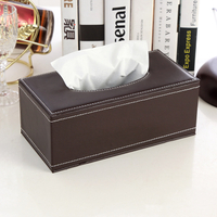 Luxury Design Plain Rectangular Soft Pu Leather Gold Napkin Holder Tissue Box with Cover for Hotel Farmhouse