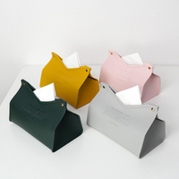 Tissue Paper Box Cover Modern Decorative PU Leather Square Rectangular Desktop Tissue Box Case Organizer Holder