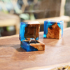Unfinished Wooden Jewelry Box Bulk Treasure Wood Box Dark Wedding Wooden Ring Box With Epoxy Resin Ring Holder