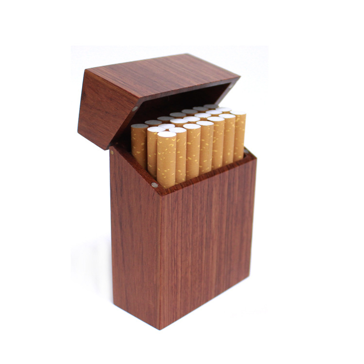 Wholesale Wood Cigarette Case Luxury Custom Vintage Black Wooden Walnut Slim Pocket High Quality Storage Container For Gift