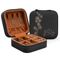 Wholesale Custom Logo Luxury Portable Small Travel Leather Velvet Jewelry Packaging Gift Box Jewellery Storage Box
