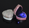 Diamond LED Light Jewellery Box Luxury Creative Diamond Encrusted Heart Shaped Ring Box Wedding Ring Storage Box