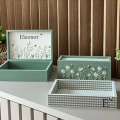  Embroidery Decorative Gift Box Luxury Wooden MDF Perfume Box Packaging Fabric Candle Display Gift Box