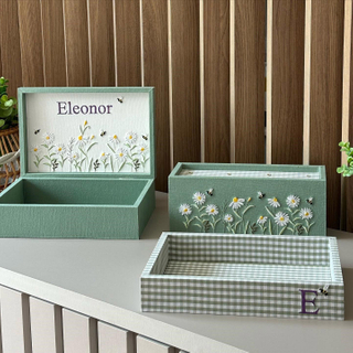  Embroidery Decorative Gift Box Luxury Wooden MDF Perfume Box Packaging Fabric Candle Display Gift Box