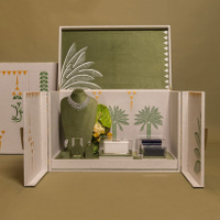 Palms Design Large Jewelry Box Personalized Velvet Necklace Display Stand Green Embroidered Watch Ring Necklace Gift Box Package