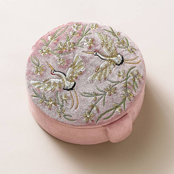 The Enchanted Velvet Jewelry Box: Crane Garden Whispers