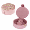 Elegant Crane Embroidered Beaded Design Packaging Jewelry Storage Box Pink Velvet Necklace Pendant Ring Jewelry Set Box