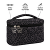 Black Leopard Large Makeup Bag Interior Zipper Pouch Polyester Custom Travel Portable Cosmetic Brushes Skincare Wash Organizer 