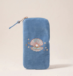 Small Velvet Zip Lock Bag Portable Multipurpose Travel Storage Bag Set Pearl Seashell Embroidery Velvet Dust Eyeglass Box Bags