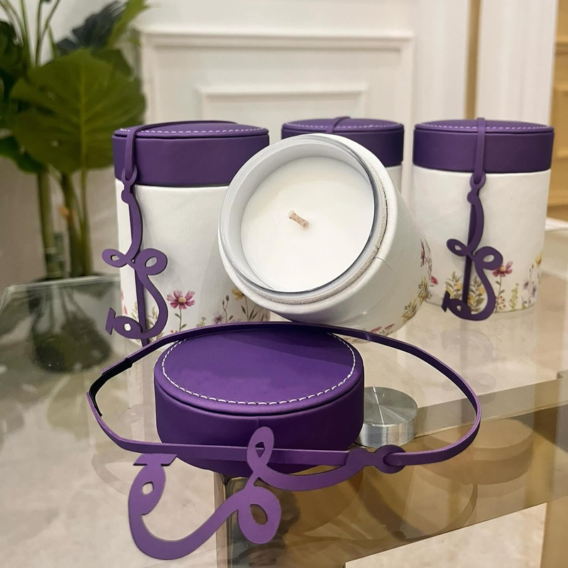 Luxury Small Flower Patterned Candle Jar Box Pu Leather Packaging Scented Candle Set Boxes Giveaways Gift Box for Candles