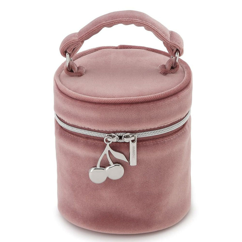 Dark cherry velvet cosmetic bag portable travel custom makeup pouch brush storage bag with zipper pink Skin care lipstick bag