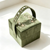 Velvet Embroidered Jewelry Gift Box with Handle