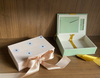 Personalized Linen Photo Souvenir Packaging Box Flip Photo Box with Bow Ribbon Organizer Storage Photo Usb Gift Box