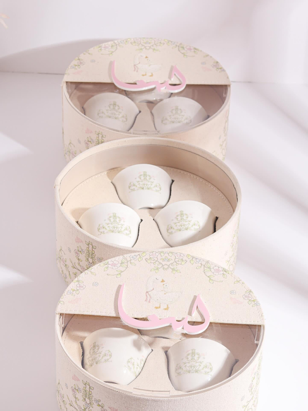 Floral Design Round Packaging Boxes for Cups