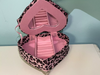 Pink Leopard Sofa Animal Print Heart Plush Jewelry Box Gift Ring Holder Mirror Luxury Velvet Earring Necklace Packaging Box