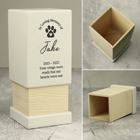 Personalized Animal Urns Packaging Box Pet Memorial Mini Wooden Urns Pet Cremation Keepsake Boxes White Pet Urns for Ashes