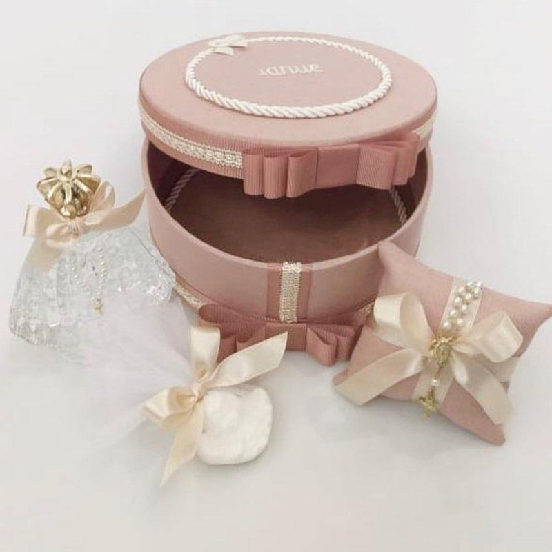 Round Embroidery Child Jewelry Boxes Memory Box Photos Perfume Box