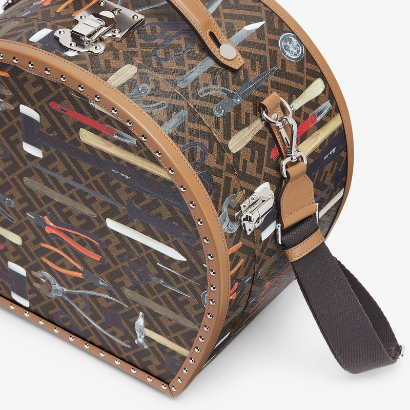 Travel Vintage Leather Hat Box Cotton Print Suitcase Packaging Custom