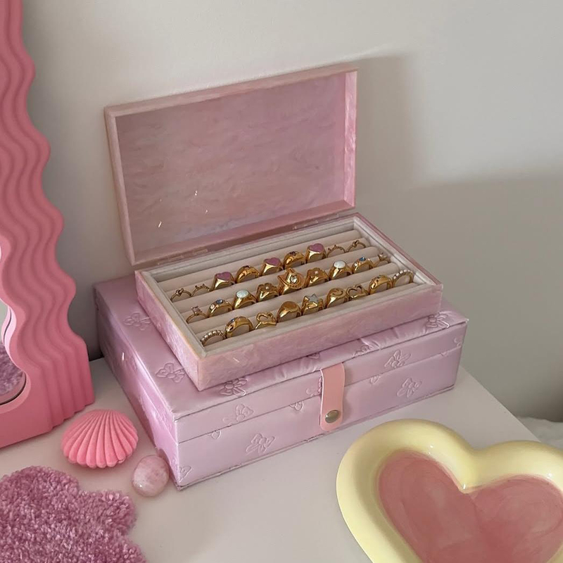Glitter Acrylic Velevt Jewellery Storage Box