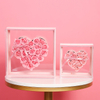 Custom Acrylic Heart-shaped Immortal Rose Flower Display Box Square Transparent Flower Arrangement Box Valentine's Day