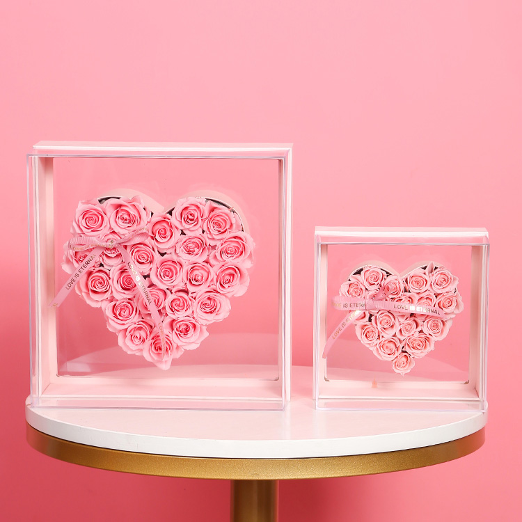acrylic love heart flower box (1)