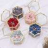 Creative INS Style Transparent Glass Hexagon Wedding Exchange Ceremony Eternal Flower Ring Display Box