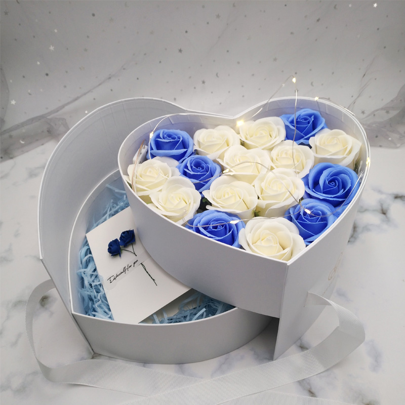 New Arrival Creative Double Layer Love Heart Shaped Paper Valentine's Day Birthday Christmas Rose Flower Gift Packaging Box