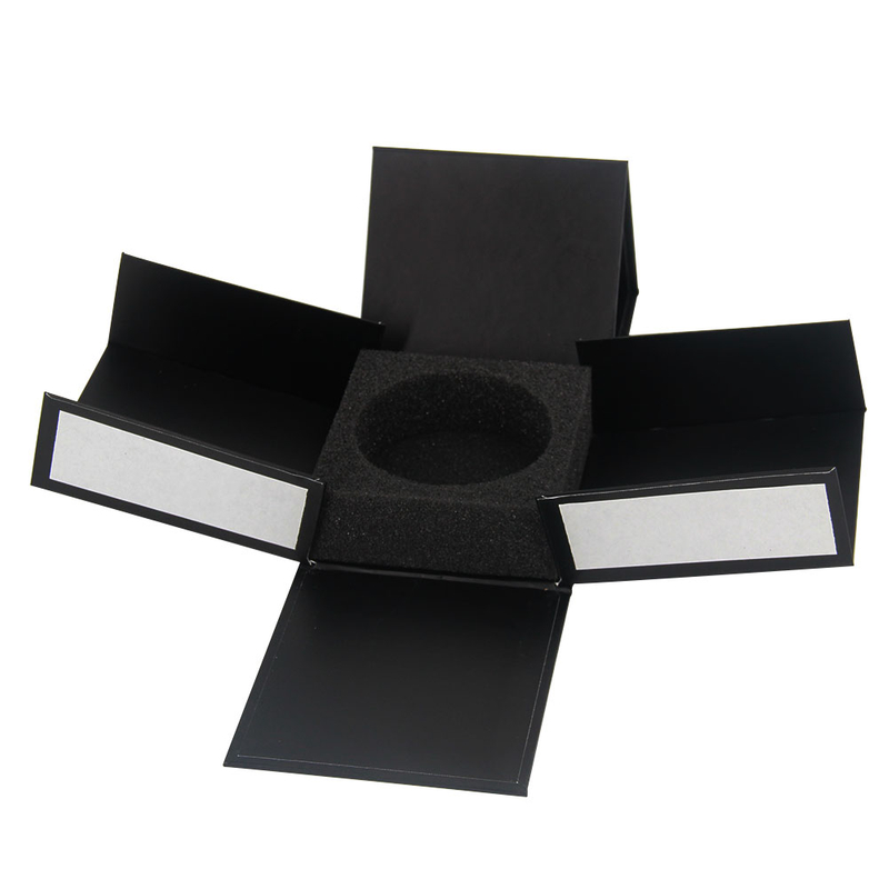 Custom Luxury Square Black Kraft Paper Folding Candle Gift Packaging Boxes with Foam Insert Wholesale