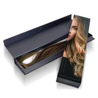 Luxury magnetic closure paper folding wig storage boxes custom logo holographic hair extensions accessories packaging box