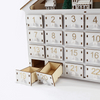 24 Day White Wooden House Christmas Countdown Advent Calendar Packaging Box with Lighted Reindeer Sled