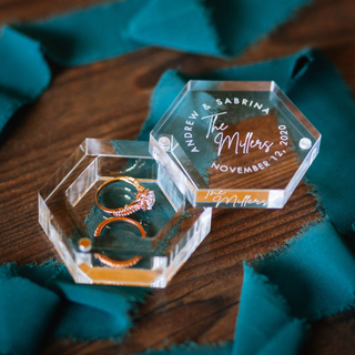 New Arrival Custom Design Logo Printed Clear Transparent Acrylic Hexagon Ring Earring Necklace Jewelry Display Storage Box Wholesale