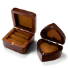 Luxury Portable Creative Wooden Heart Shaped Square Engagement Ring Earrings Jewelry Storage Box Supports Customization