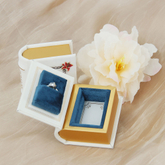 Custom Logo Small Vintage Paper Cardboard Leather Travel Double Open Gift Ring Earring Jewelry Packaging Box