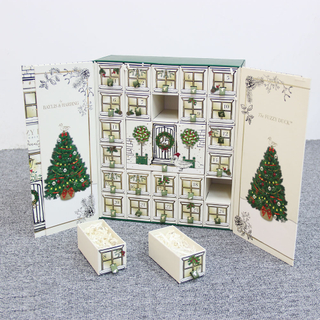 Luxury Christmas Advent Calendar Paper Cosmetic Organizer Storage Packaging Box Magnetic Closure Drawer Gift Boxes for Sale