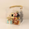 Custom Square Clear Acrylic Chocolate Candy Cosmetic Perfume Candle Storage Box with Metal Handle for Wedding Wholesale