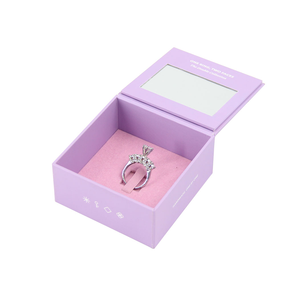 Custom Square Paper Cardboard Necklace Ring Jewelry Gift Packaging Box with Mirror And Velvet Insert