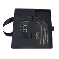 Luxury Black Recycled Kraft Paper Necklace Bracelet Rings Drawer Paper Jewelry Box Gift Box with Drawer Packaging with Ribbon