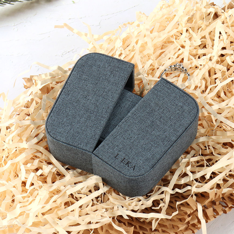 New Arrival Double Open Blue Ring Packaging Box Premium Leather Ring Gift Box for Wedding Proposal Jewelry Storage Case