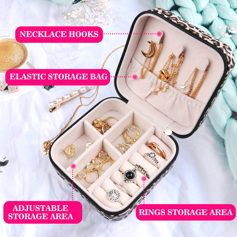 New Design Portable Small Leopard Print Travel Jewelry Organizer Packaging Box for Ring Earring Necklace Bracelet Wholesale