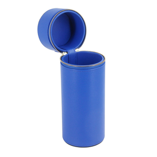 Luxury Custom Gold Logo Pu Leather Round Tube Candle Jar Perfume Bottle Gift Packaging Box With Zipper Wholesale