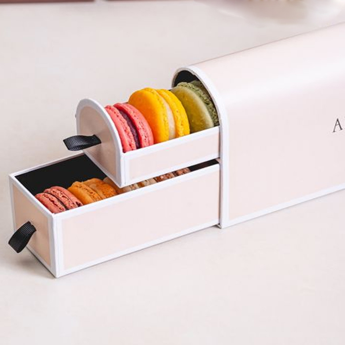Custom Logo Recycled Paper White Small Drawer Style Sushi Food Product Cupcake Macaron Chocolate Gift Packaging Boxboxes