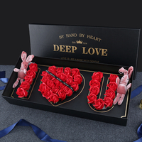 High-end Valentine's Day Rectangular Paper I Love You Soap Rose Flower Bouquet Gift Packaging Box Set Wholesale